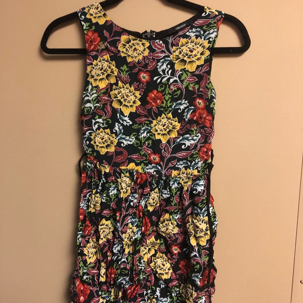 Floral Side Tie-Up Dress